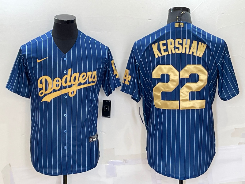 Men's Los Angeles Dodgers #22 Clayton Kershaw Navy Gold Cool Base Stitched Baseball Jersey Men's Los Angeles Dodgers #22 Clayton Kershaw Navy Gold Cool Base Stitched Baseball Jersey